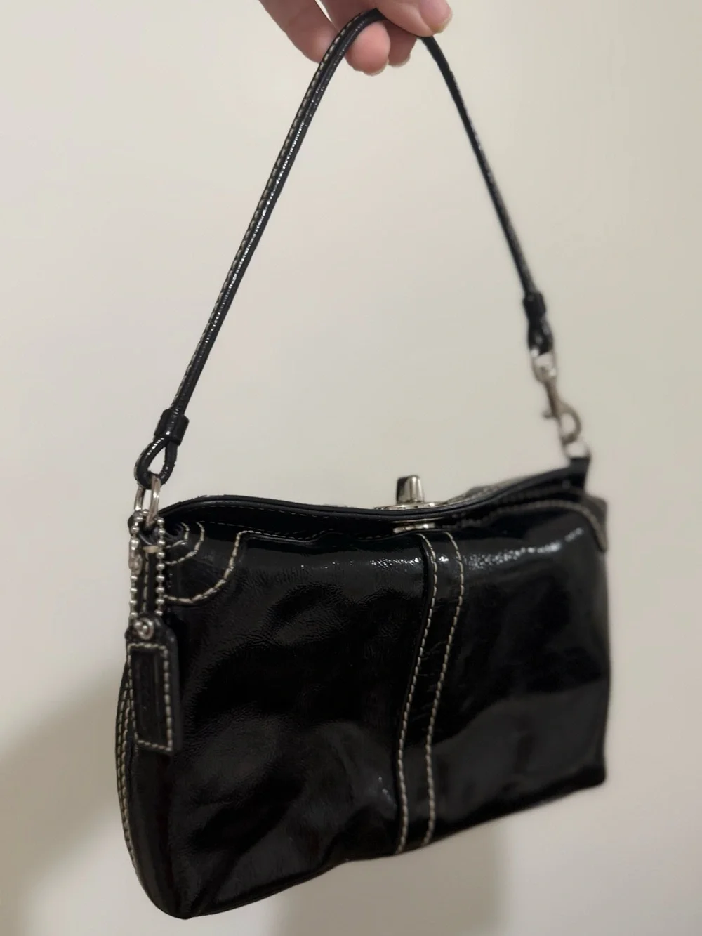 Coach Turnlock Wristlet- Gloss Black